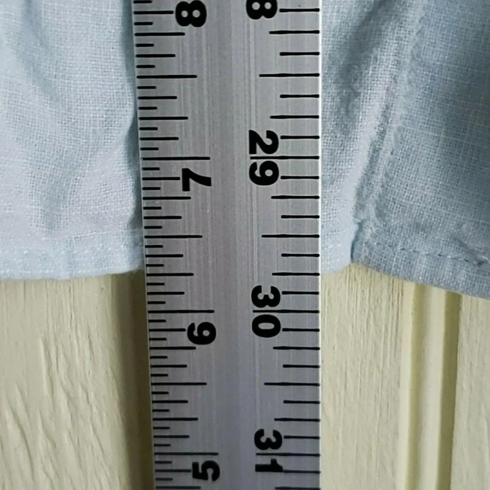 Banana Republic Shirt Mens Large Blue Linen Short Sleeve Button Up Slim Fit